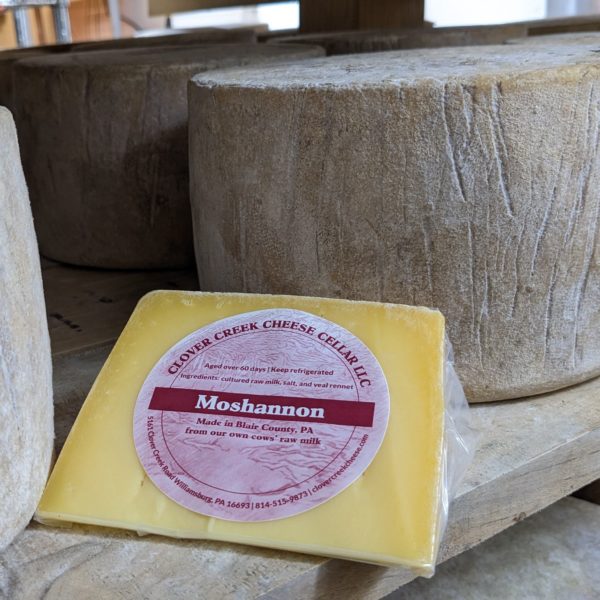 wedge and wheel of Moshannon cheese