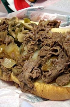 a cheesesteak made with chipped beef