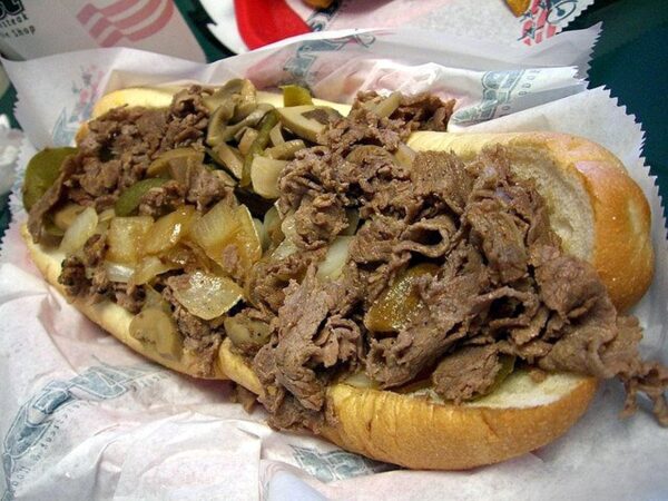 a cheesesteak made with chipped beef