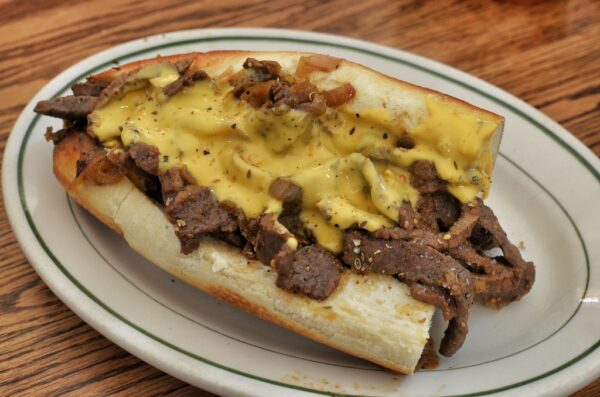 a cheesesteak made with chipped beef