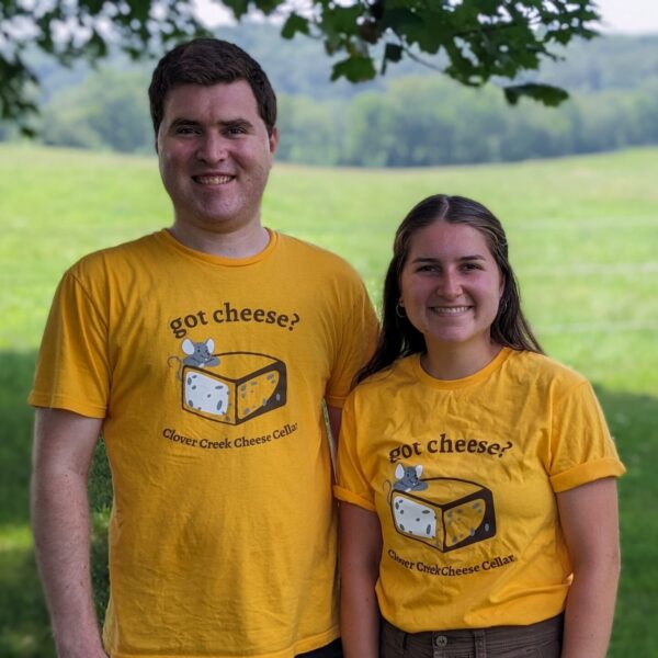 two people wearing got cheese shirts